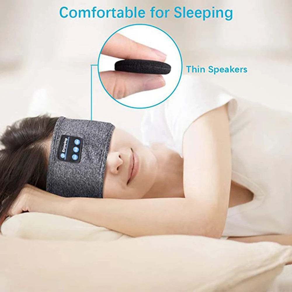 Écouteurs Bluetooth 5.0 confortables, bande de couchage, masque pour les yeux, musique, bandeau de Sport sans fil, élastique et doux