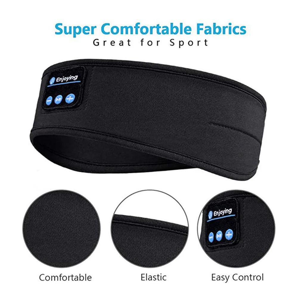 Écouteurs Bluetooth 5.0 confortables, bande de couchage, masque pour les yeux, musique, bandeau de Sport sans fil, élastique et doux