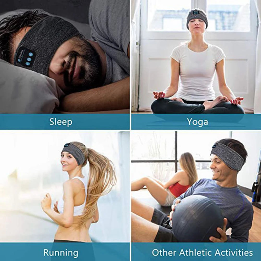 Écouteurs Bluetooth 5.0 confortables, bande de couchage, masque pour les yeux, musique, bandeau de Sport sans fil, élastique et doux