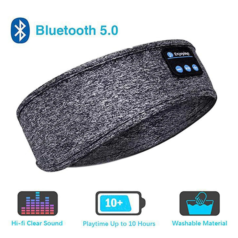 Écouteurs Bluetooth 5.0 confortables, bande de couchage, masque pour les yeux, musique, bandeau de Sport sans fil, élastique et doux