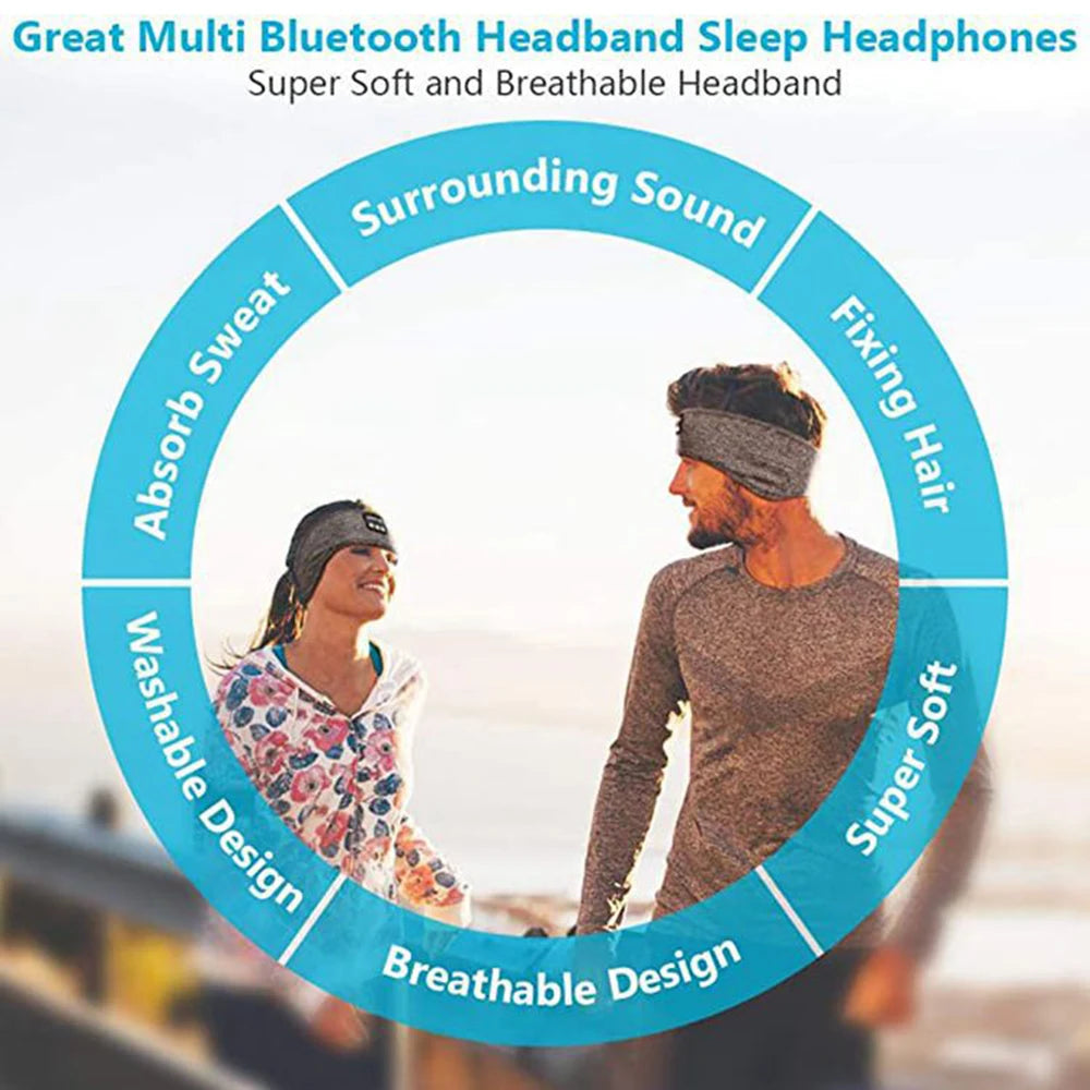 Écouteurs Bluetooth 5.0 confortables, bande de couchage, masque pour les yeux, musique, bandeau de Sport sans fil, élastique et doux